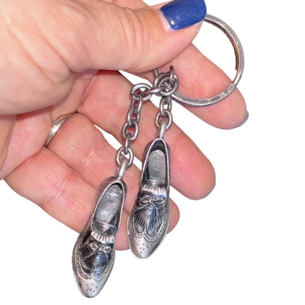 Vintage | Heavy Pewter‎ | Golf Shoes Keychain | Miniature Kiltie Tassel Cleats